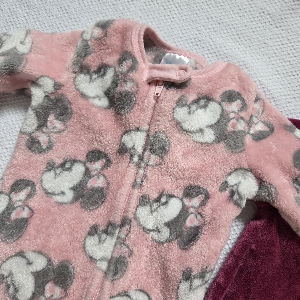 Disney Pink and Burgundy Baby Footies Set Minnie Mouse - Picture 2 of 5